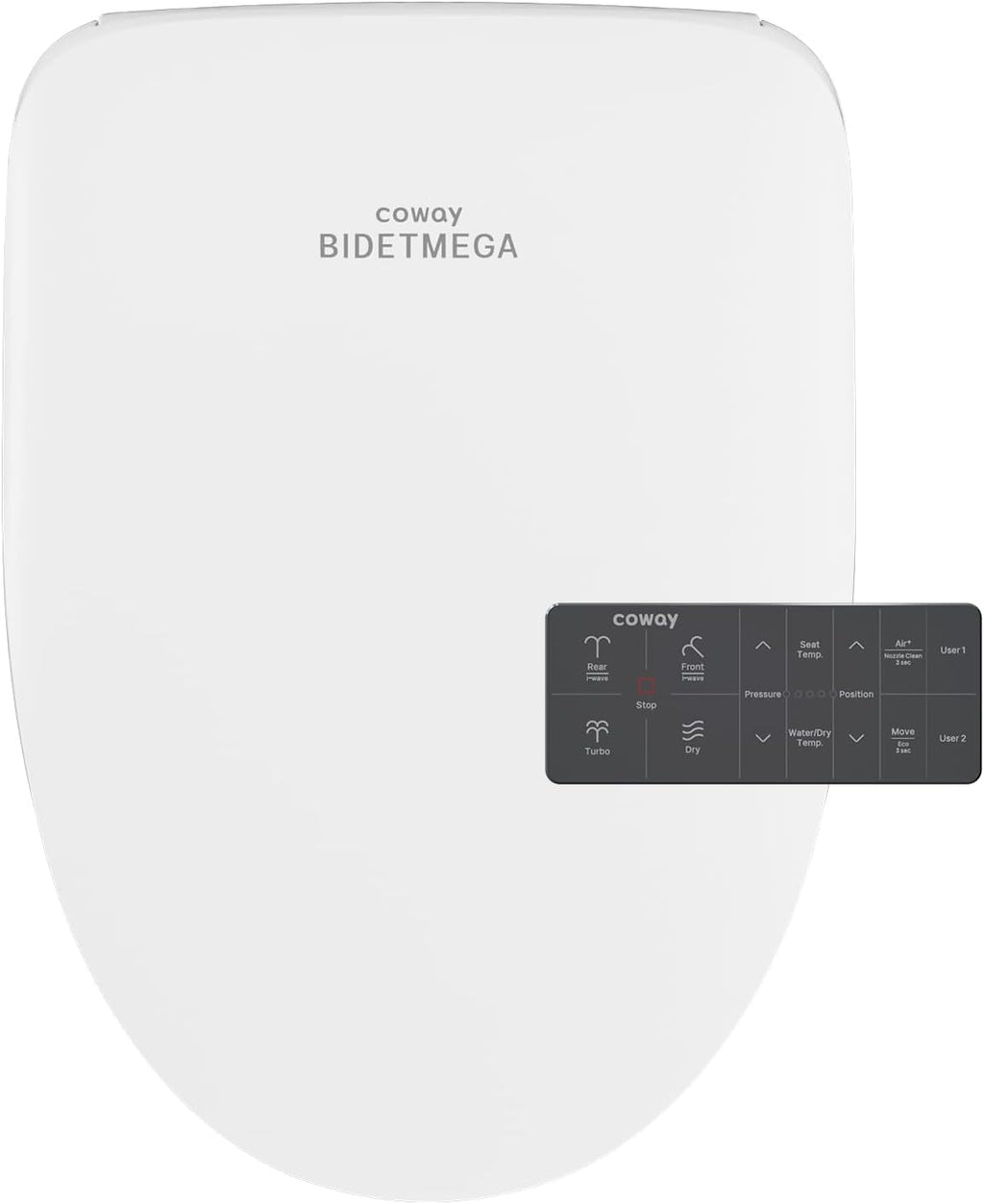 COWAY Bidetmega 200N Electronic Bidet Toilet Seat with Instantaneous Water Heating, Heated Seat and Dryer, Soft Close Lid, Stainless Nozzle, Night Light, Self Cleaning, Remote Control, Elongated