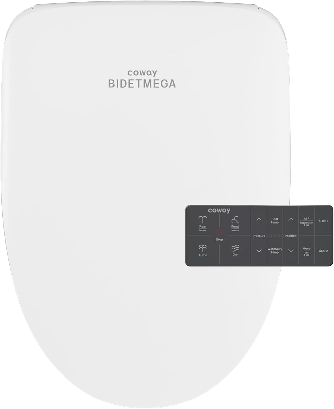 COWAY Bidetmega 200N Electronic Bidet Toilet Seat with Instantaneous Water Heating, Heated Seat and Dryer, Soft Close Lid, Stainless Nozzle, Night Light, Self Cleaning, Remote Control, Elongated