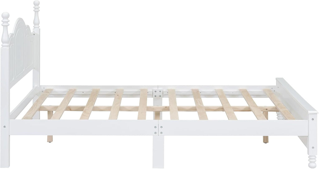 Harper & Bright Designs 3 Pieces Bedroom Sets Queen Size Platform Bed with Headboard and Two Nightstand, Solid Wood Bedroom Furniture Sets for Boys Girls Kids Teens Adults - White