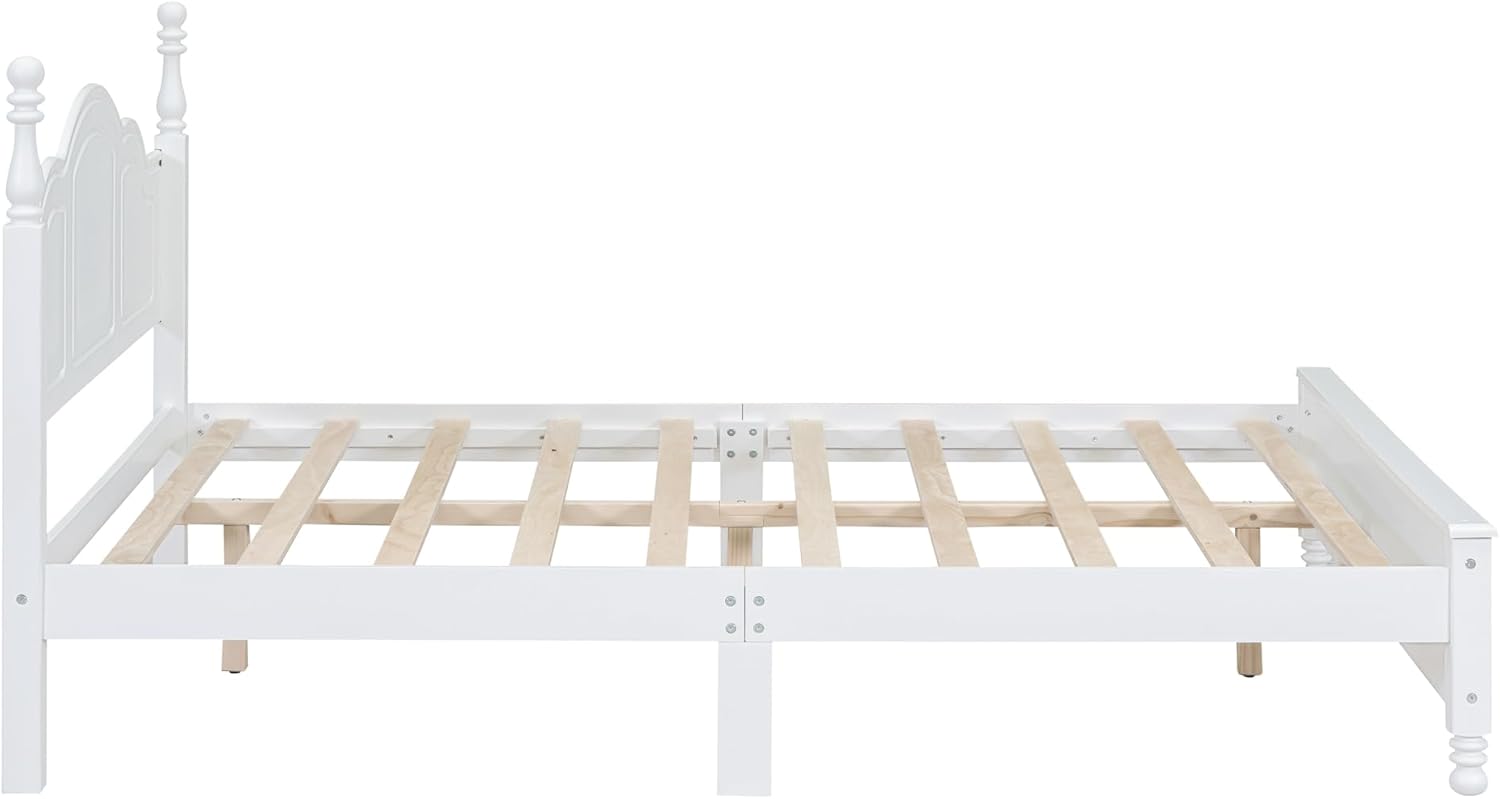 Harper & Bright Designs 3 Pieces Bedroom Sets Queen Size Platform Bed with Headboard and Two Nightstand, Solid Wood Bedroom Furniture Sets for Boys Girls Kids Teens Adults - White