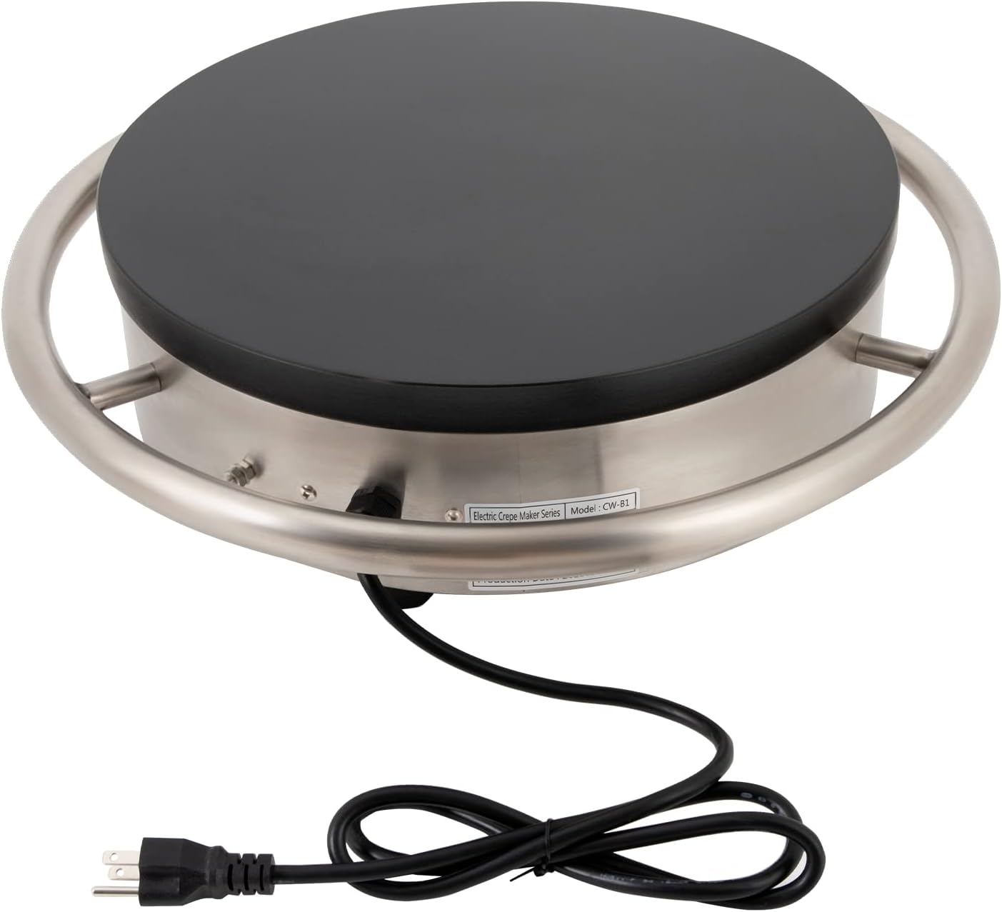 Electric Single Pan Crepe Maker, Commerical 16 Inch Crepe Nonstick Griddle Large Pancake Machine 1500W Tortilla Tools for Catering Industry, Bakeries, Cafes