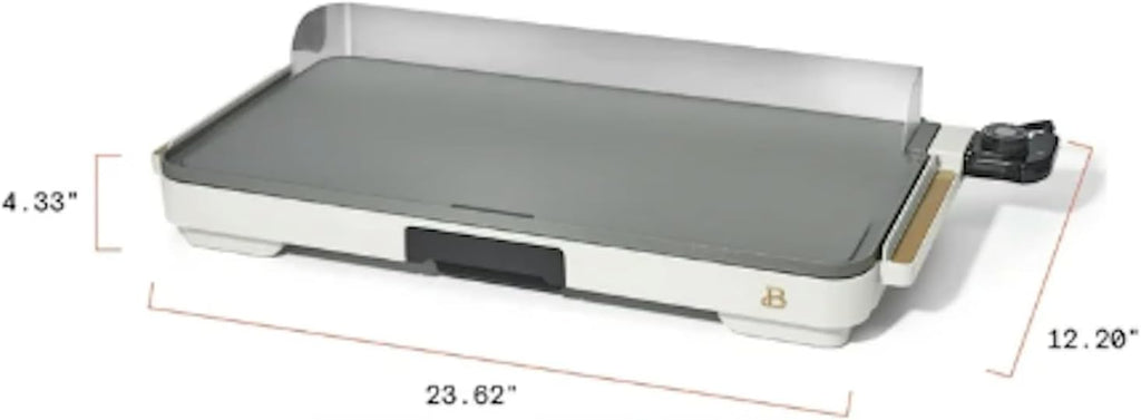 Stunning XL Electric Griddle 12' x 22,' Non-stick by Drew Barrymore (White)