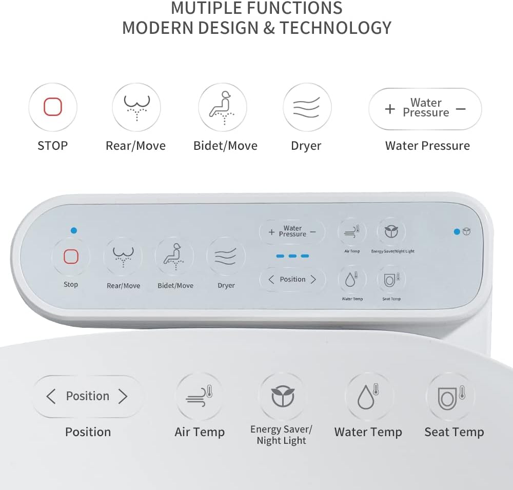 Z1 Bidet Toilet Seat, Bidet Attachment for Toilet Warm Water, Elongated Heated Toilet Seat with Quite Close, Electric Smart Air Dryer, Customizable Washing Modes for Ultimate Comfort