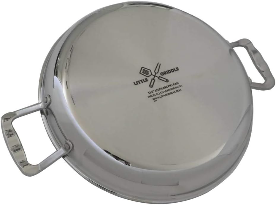 Little Griddle ANYWARE Lifetime Guaranteed 7-Ply USA Crafted Outdoor Indoor Fry Pan with Induction Ready Stainless Steel Cooking Surface, 5-Layer Aluminum Core and Two Helper Handles