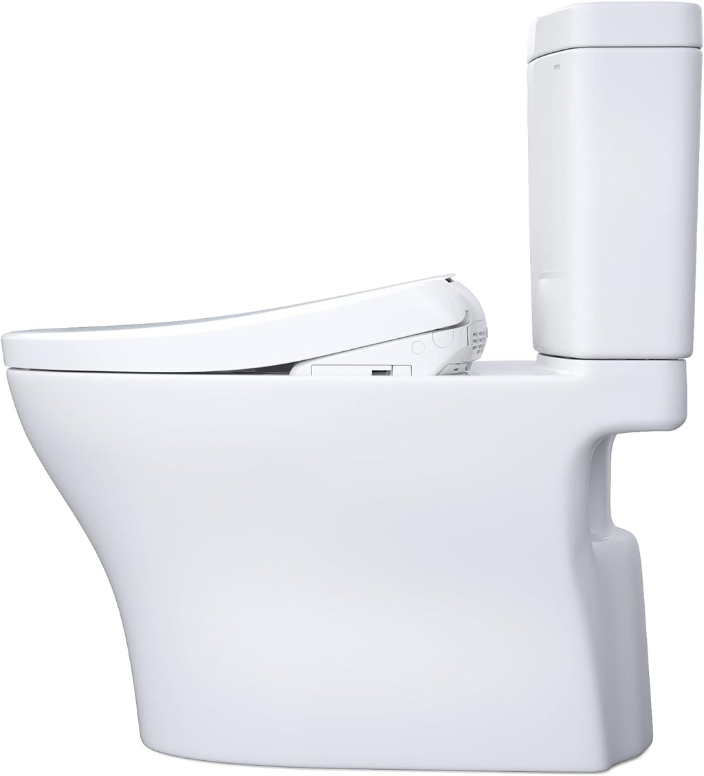 TOTO® WASHLET®+ Aquia® IV Two-Piece Elongated Dual Flush 1.28 and 0.9 GPF Toilet with S7 Contemporary Bidet Seat, Cotton White - MW4464726CEMFGN#01