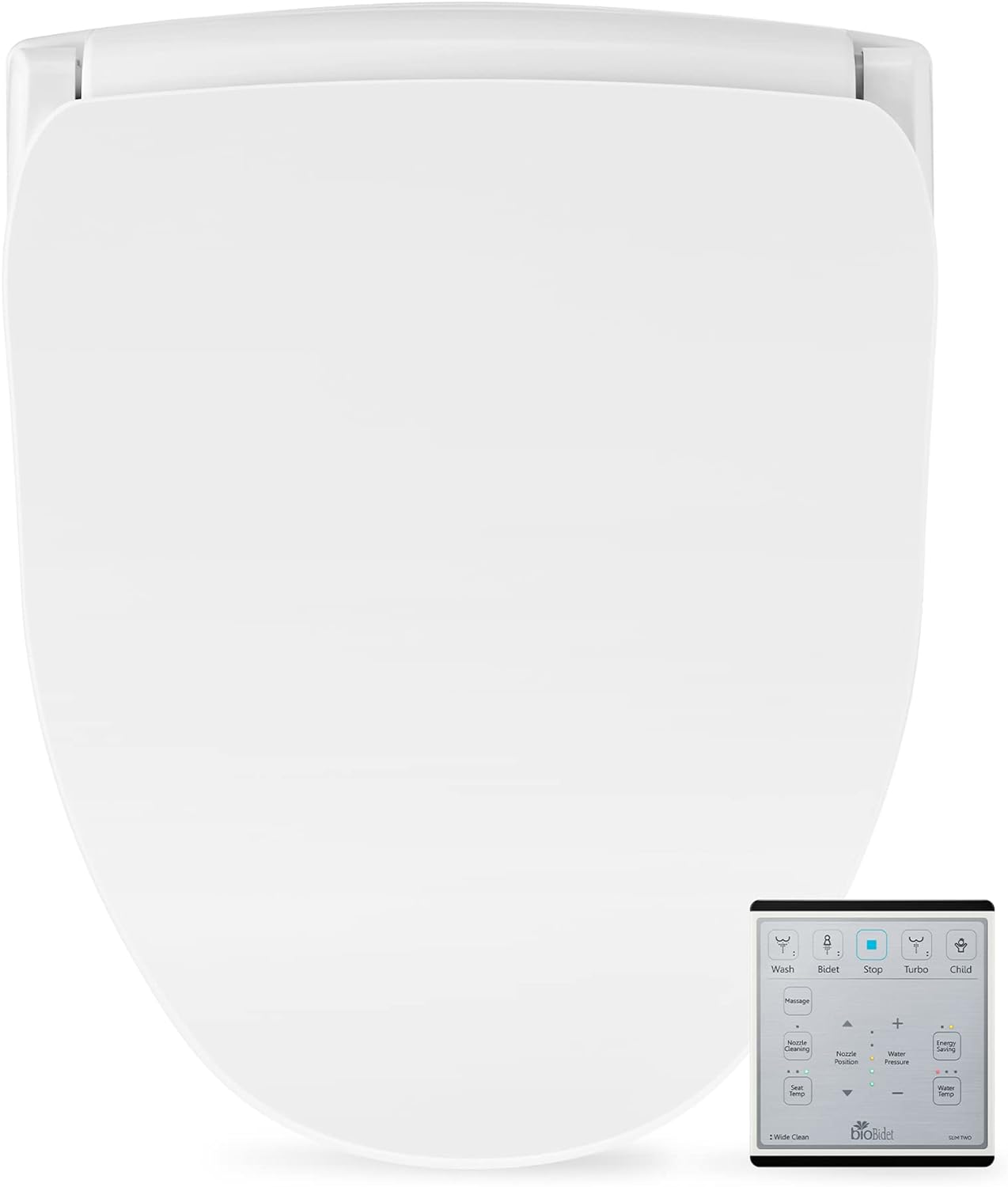 Bio Bidet Slim Two Electric Bidet Toilet Seat Round, Warm Water, Heated Seat, Night Light, Front and Rear Wash, Wireless Remote Control, White