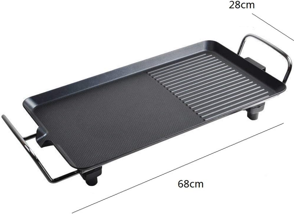 Electric Griddle Grill, Family Indoor BBQ, waterproof Smokeless Coated Non-Stick Griddle Pan, 5-Level Control with Adjustab le Temperature, for Camping Indoor Outdoor Parties