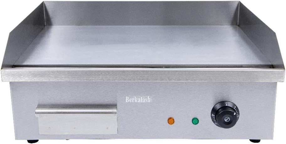 Commercial Flat Top Griddle, 3000W Electric Teppanyaki Griddle Nonstick Stainless Steel Countertop Grill with Adjustable Thermostatic Control 122°F-572°F 21.6'x13.8'(NO PLUG)