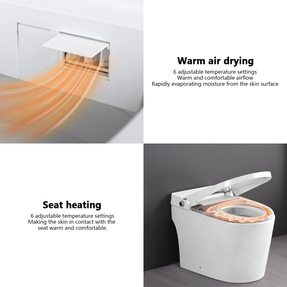 Smart Toilet Seat with Heated Bidet Functions Night Light Soft Close and Foot Sensor for Hands-Free Operation Comfortable Bathroom Upgrade