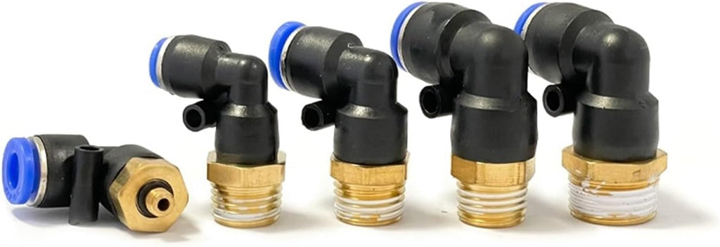PL Elbow 4-M5 6-M5 Straight Air Connector Pneumatic Quick Fittings 1/8 1/4 3/8 1/2 Male Thread Push in 100Pcs(PL6-02)