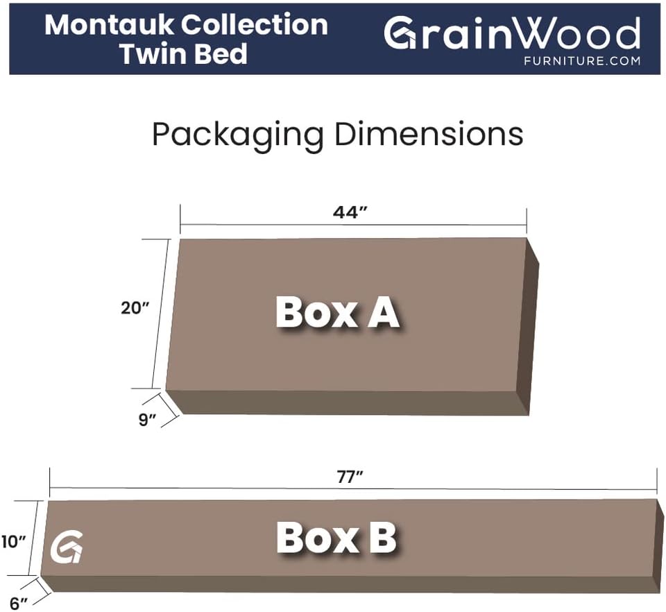 Grain Wood Furniture Montauk Solid Wood Bed, Twin Size, Rustic Grey
