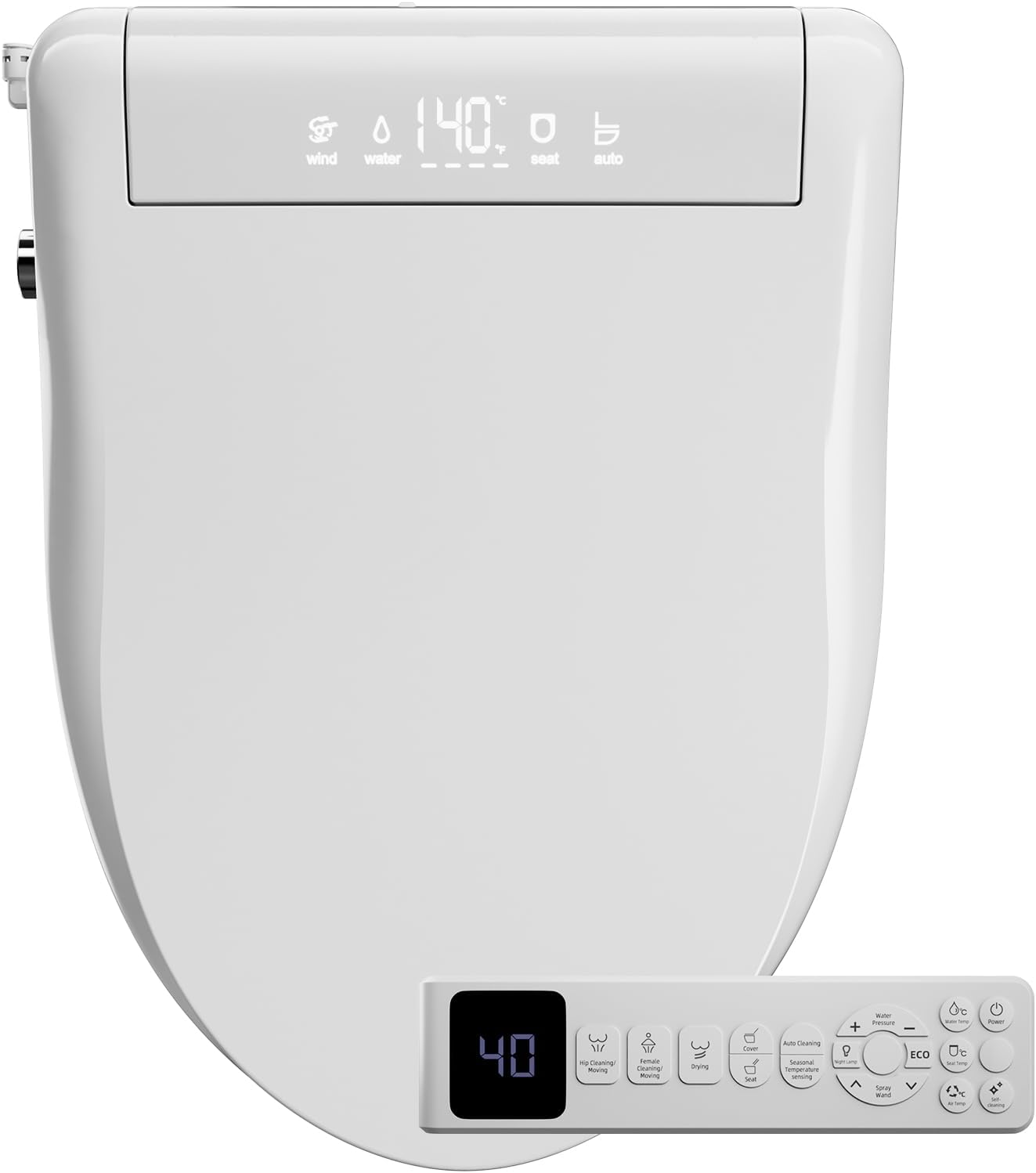 Sanyipace Smart Toilet Seat, Elongated Heated Toilet Seat with Bidet, Warm Water & Air Dryer, Multi-Color Night Light, Electronic Bidet with Soft-Close Automatic Lid, Aromatherapy Function