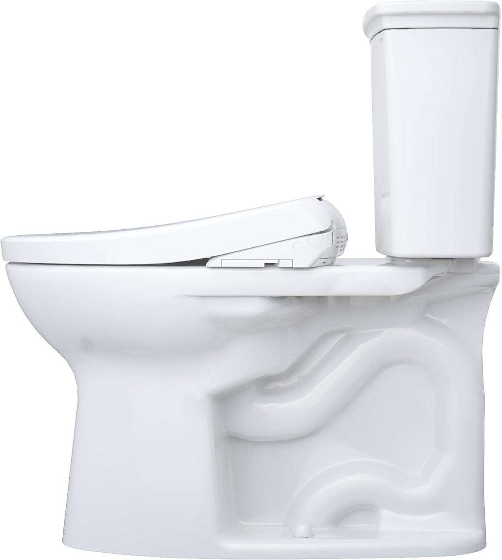TOTO® Drake® Transitional WASHLET®+ Two-Piece Elongated 1.28 GPF TORNADO FLUSH® Toilet with S7A Contemporary Bidet Seat, Cotton White - MW7864736CEG#01
