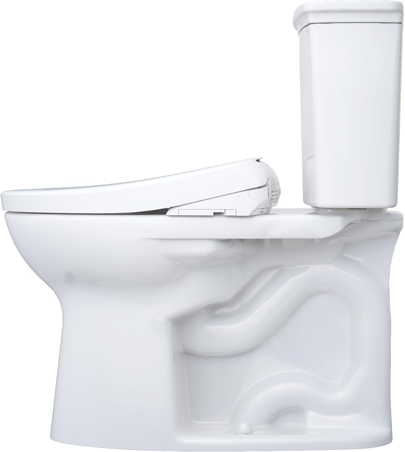TOTO® Drake® Transitional WASHLET®+ Two-Piece Elongated 1.28 GPF TORNADO FLUSH® Toilet with S7A Contemporary Bidet Seat, Cotton White - MW7864736CEG#01
