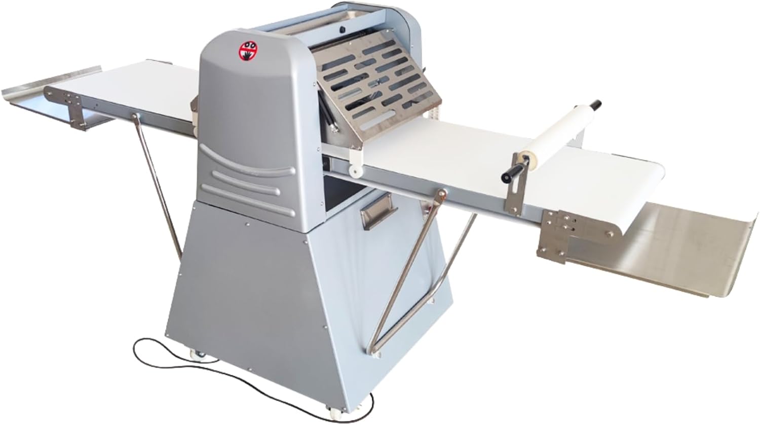 Commercial Electric Dough Sheeter Machine Stainless Steel Vertical Foldable Design 82.3'x19.7' Conveyor Belt 0.04-2' Adjustable Thickness for Croissant Pastry Bakery Canteen 110V