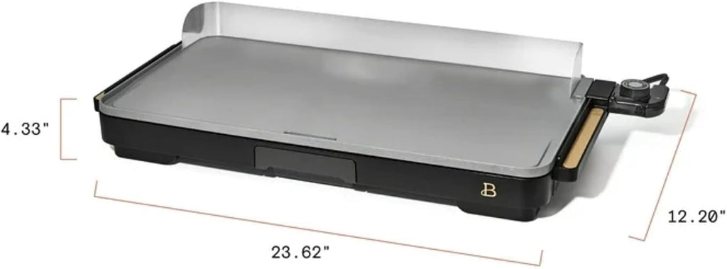 Extra Large Electric Griddle 12x22 Inch, 1500W Nonstick Countertop Griddle with Removable Backsplash and Adjustable Temperature Control for Family Breakfast & Indoor Cooking (Black Sesame)