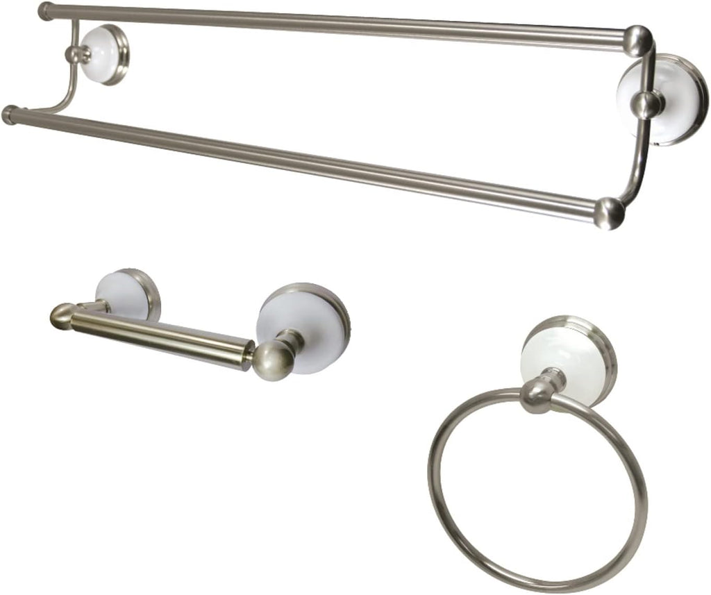 Kingston Brass BAK111348SN Victorian 3-Piece 24-Inch Dual Towel Bar Bathroom Accessory Set in Brushed Nickel