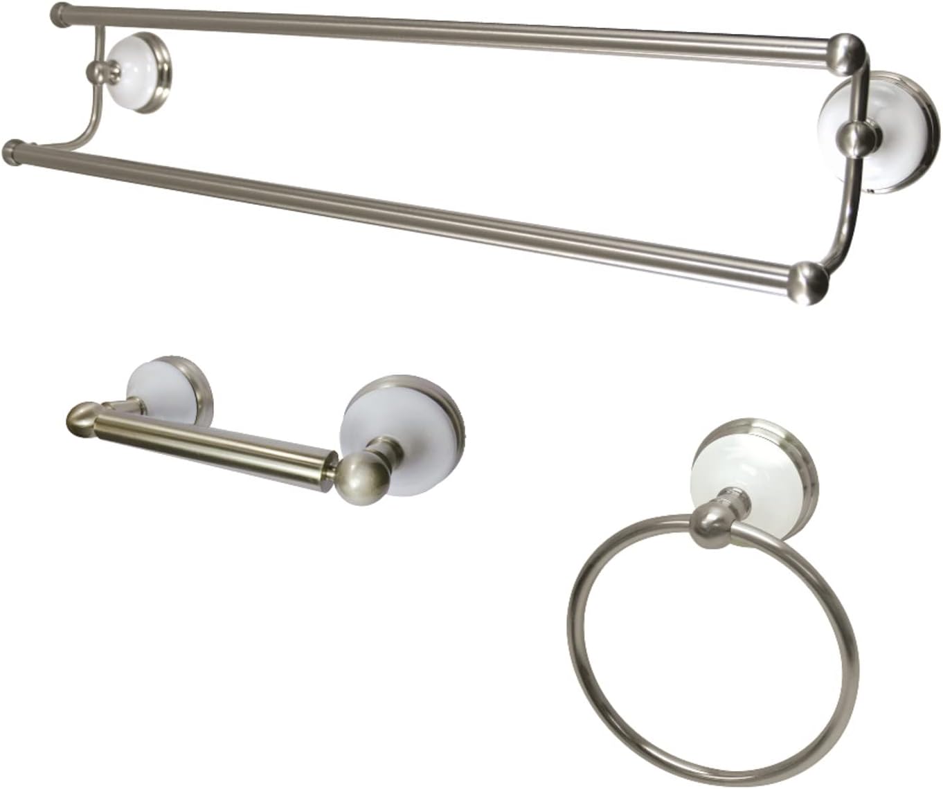 Kingston Brass BAK111348SN Victorian 3-Piece 24-Inch Dual Towel Bar Bathroom Accessory Set in Brushed Nickel