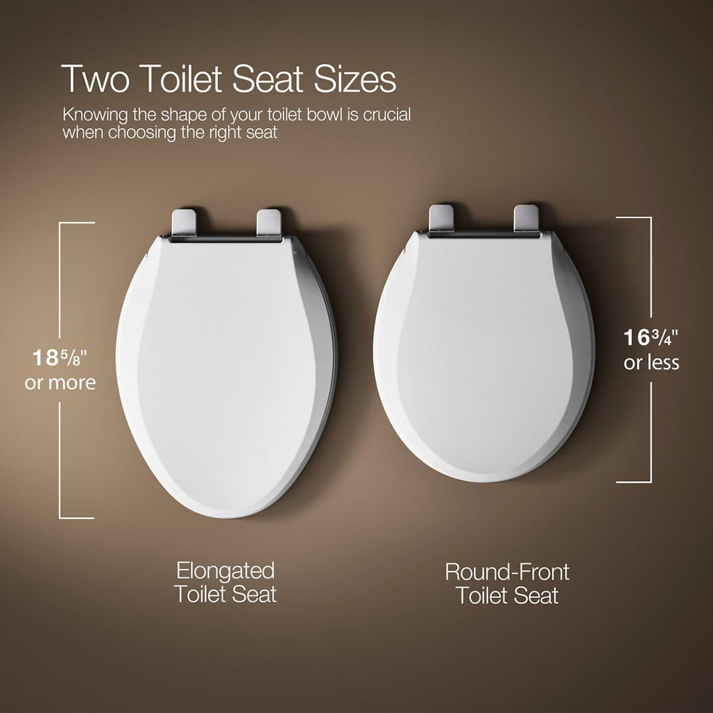 KOHLER K-26802-0 Impro ReadyLatch Quiet Close Round Toilet Seat, White Toilet Seat, Grip-Tight Bumpers, New Home Essentials, Slam Prevention (Pack of 2)