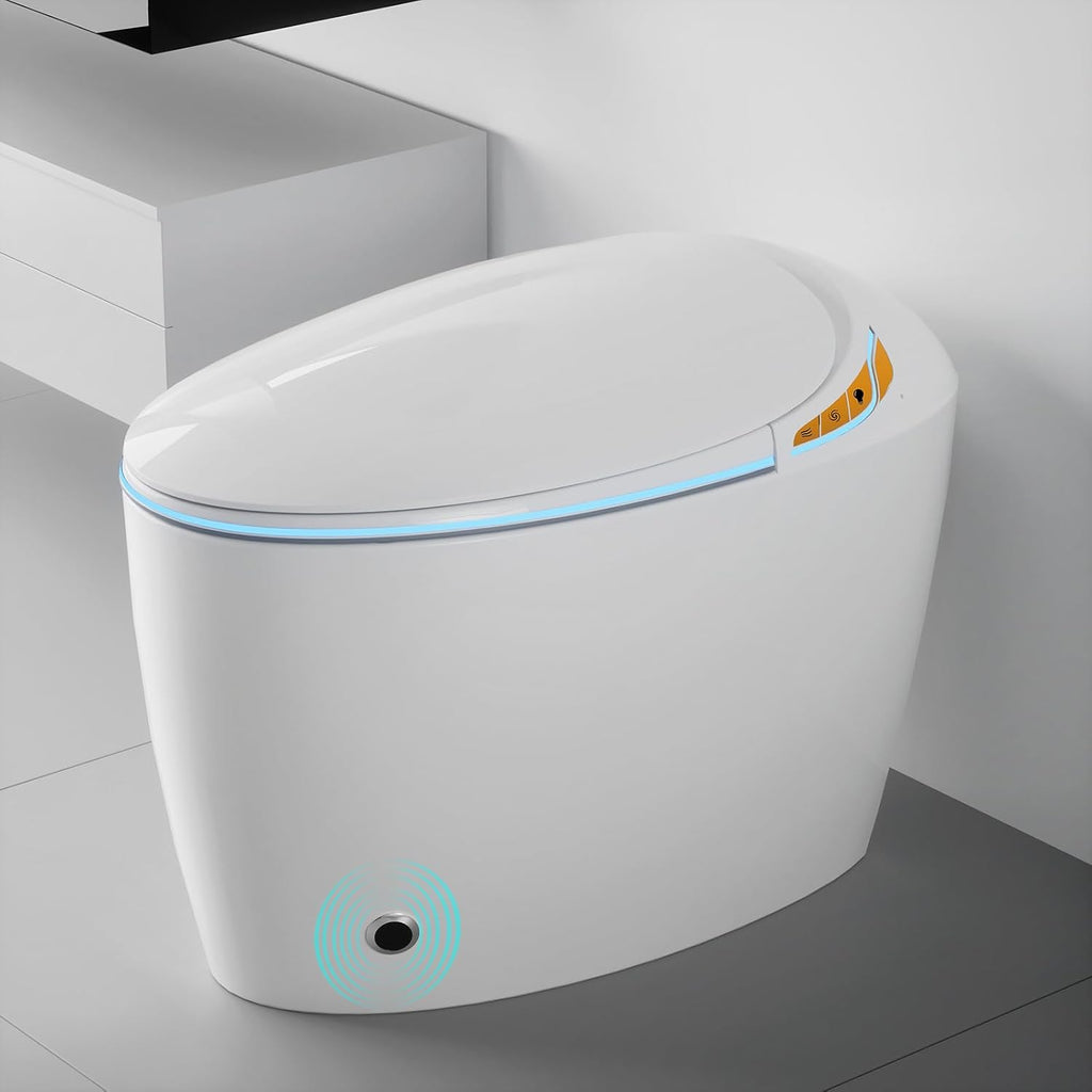 WinZo Bidet Toilet 10' Rough-in,Smart Toilet With Bidet,Oval Egg Modern Shaped, Auto Open/Flush, Adjusted Heated Seat, Warm Water and Dryer, Night Light, White