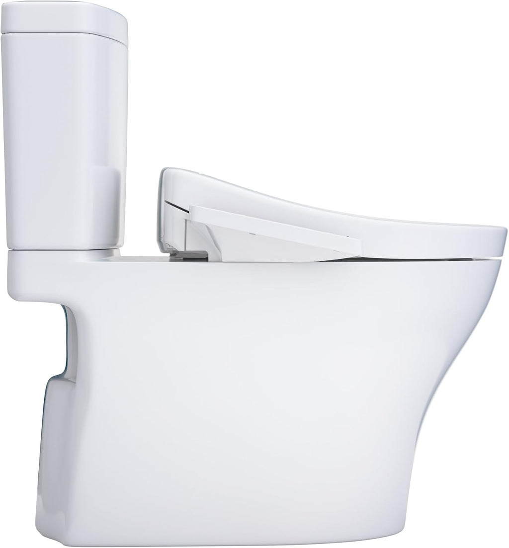 TOTO® WASHLET®+ Aquia® IV Two-Piece Elongated Universal Height Dual Flush 1.28 and 0.9 GPF Toilet and WASHLET S2 Bidet Seat, Cotton White - MW4463346CEMFGN#01