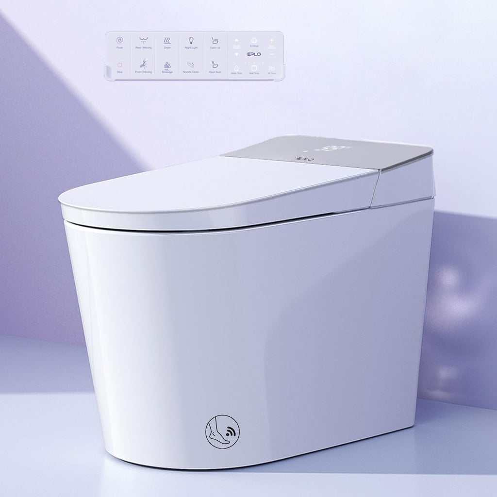 EPLO X9 Smart Toilet with Foam Dispenser, Auto Open/Close, ADA Comfort Height, Auto Flush, Blackout can Flush, Heated Seat,One Piece Elongated Bidet Toilet with Tank Built in,1000 Gram MaP Flush Score