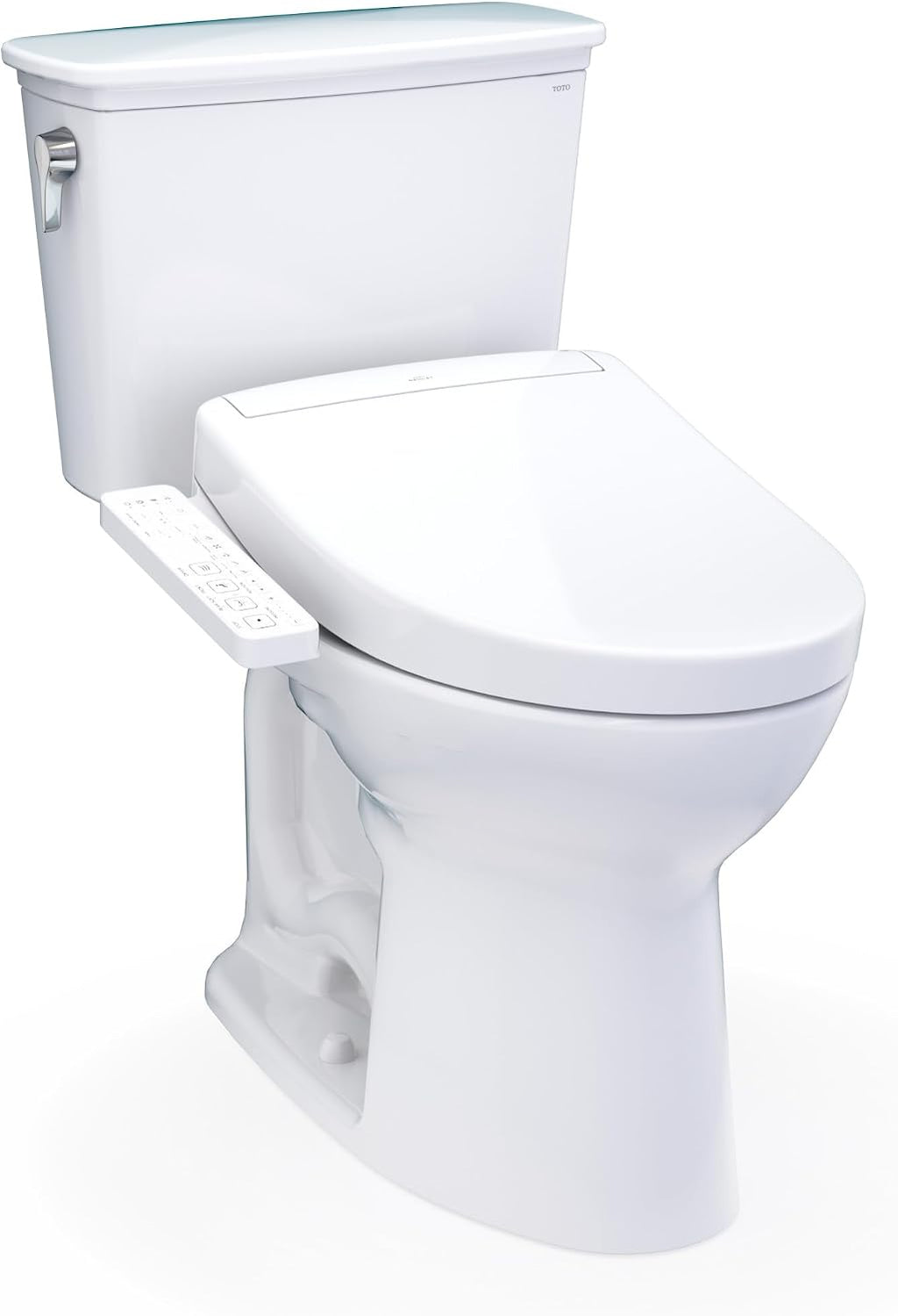 TOTO® Drake® Transitional WASHLET®+ Two-Piece Elongated 1.28 GPF Universal Height TORNADO FLUSH® Toilet with S2 Bidet Seat, Cotton White - MW7863346CEFG.10#01