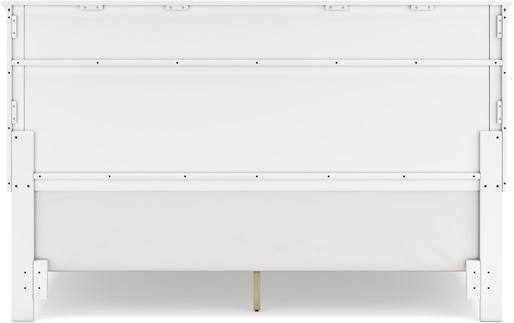 Signature Design by Ashley Fortman Transitional King Panel Bed with Tapered Feet, Foundation or Box Spring Needed, White