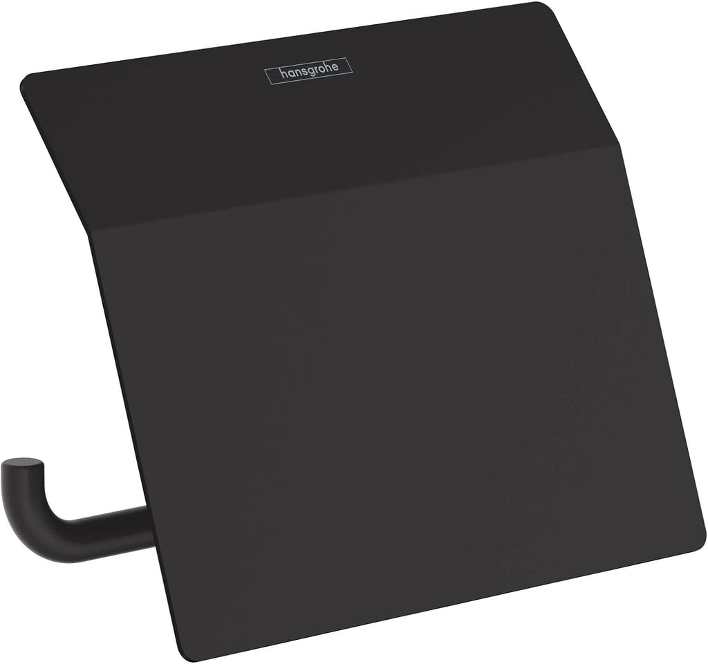 hansgrohe AddStoris Toilet Paper Holder with Cover in Matte Black, 41753670