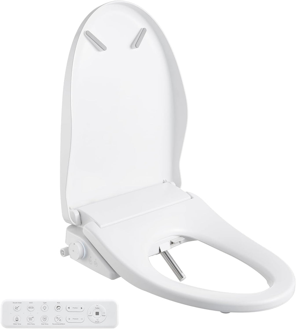 Smart Bidet Toilet Seat with Remote, Adjustable Heated Seat&Air Dryer, Endless Instant Warm Water, Multiple Spray Modes, Stainless Steel Nozzle, Soft Close, Deodorizer, 3D Curved(AMZ-US-NKH3101-NA)