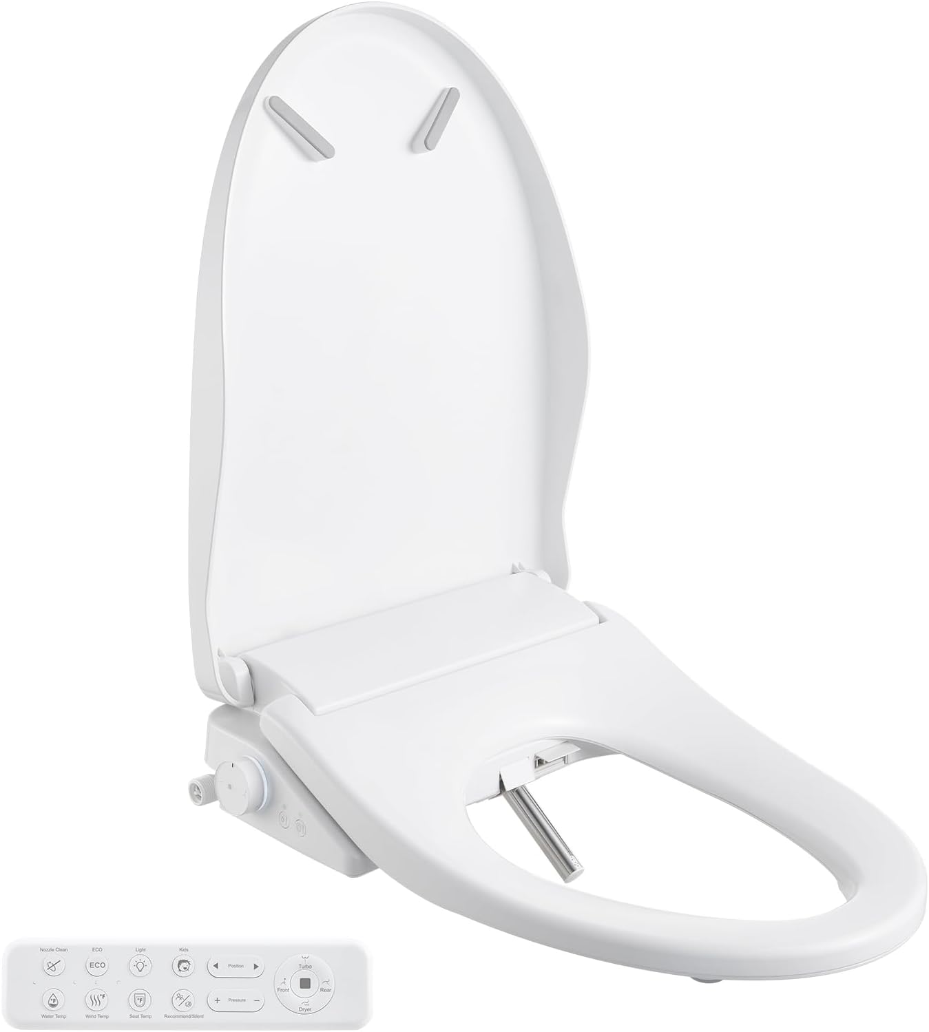 Smart Bidet Toilet Seat with Remote, Adjustable Heated Seat&Air Dryer, Endless Instant Warm Water, Multiple Spray Modes, Stainless Steel Nozzle, Soft Close, Deodorizer, 3D Curved(AMZ-US-NKH3101-NA)