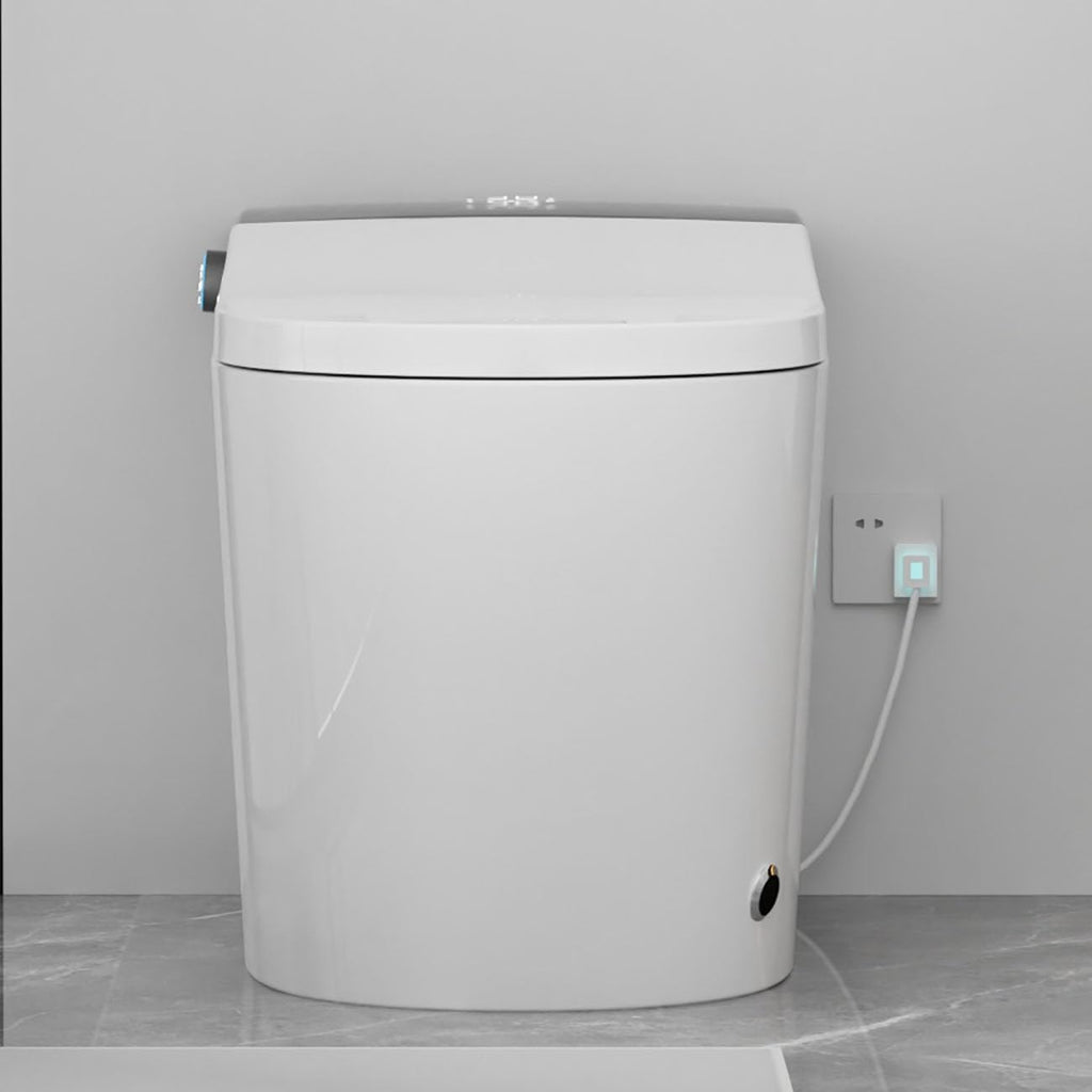 WinZo Elongated Smart Toilet With Bidet Built-in,Auto Open & Flush Auto Soft Close Seat, Hands-Free Adjusted Heated Seat & Warm Air Dyring, White (No Foam Cover Version)
