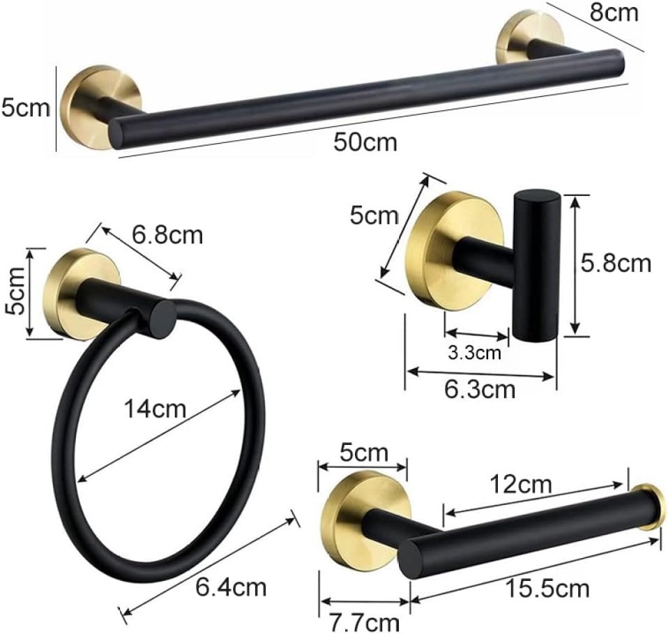 Bathroom Accessories Toilet Paper Holder Towel Holder Set Bath Shower Towel Ring Robe Hook Black Hardware,3 Pieces Set01