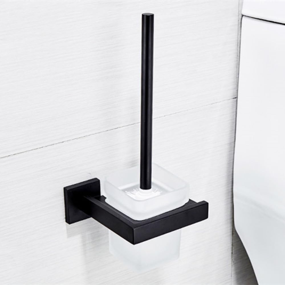 Matt Black Bathroom Hardware Set Kit Accessories Wall Shelf Towel Bar Rack Rail Robe Hanger Toilet Brush Roll Paper Holder Dish,MB Toilet Brush