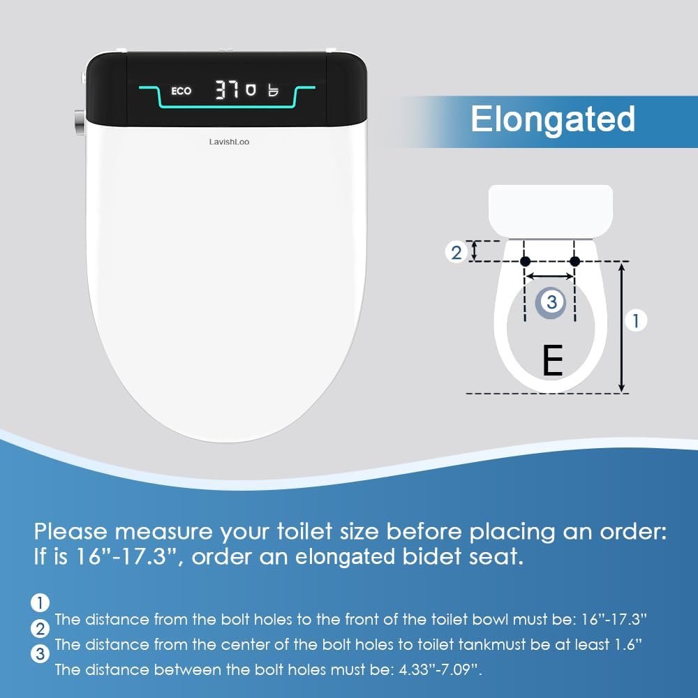 Electronic Bidet Toilet Seat with Heated Seat, Multiple Cleaning Modes, Adjustable Nozzle, Warm Air Dryer (Elongated)