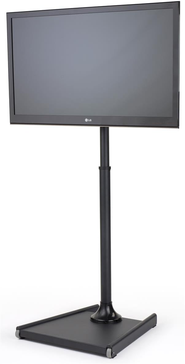 Displays2go Height Adjustable TV Stand with Wheels and Mounting Hardware Kit – Black (MBCONFSTBK)