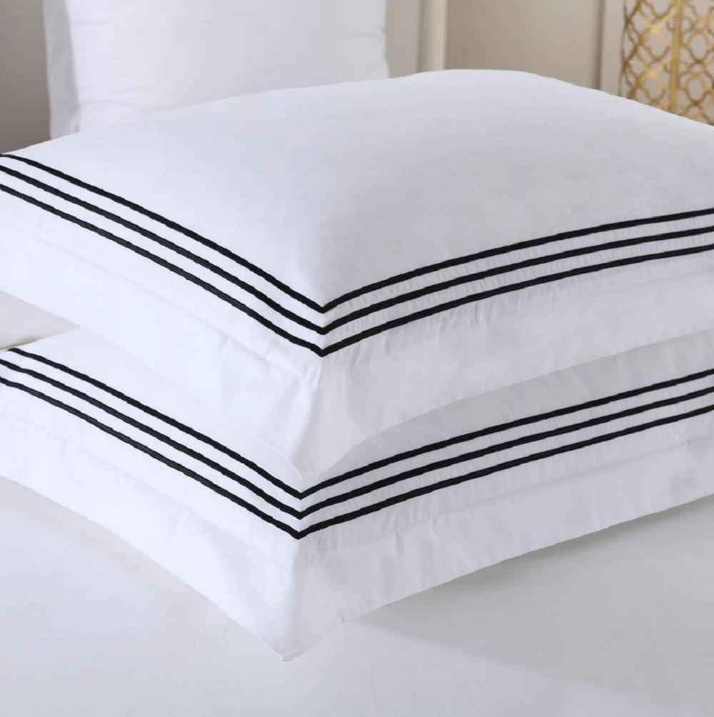 Royal Tradition 3pc Percale Duvet Cover Set (King/Calking, Black) Adeline Embroidered Comforter Cover with Pillow Shams
