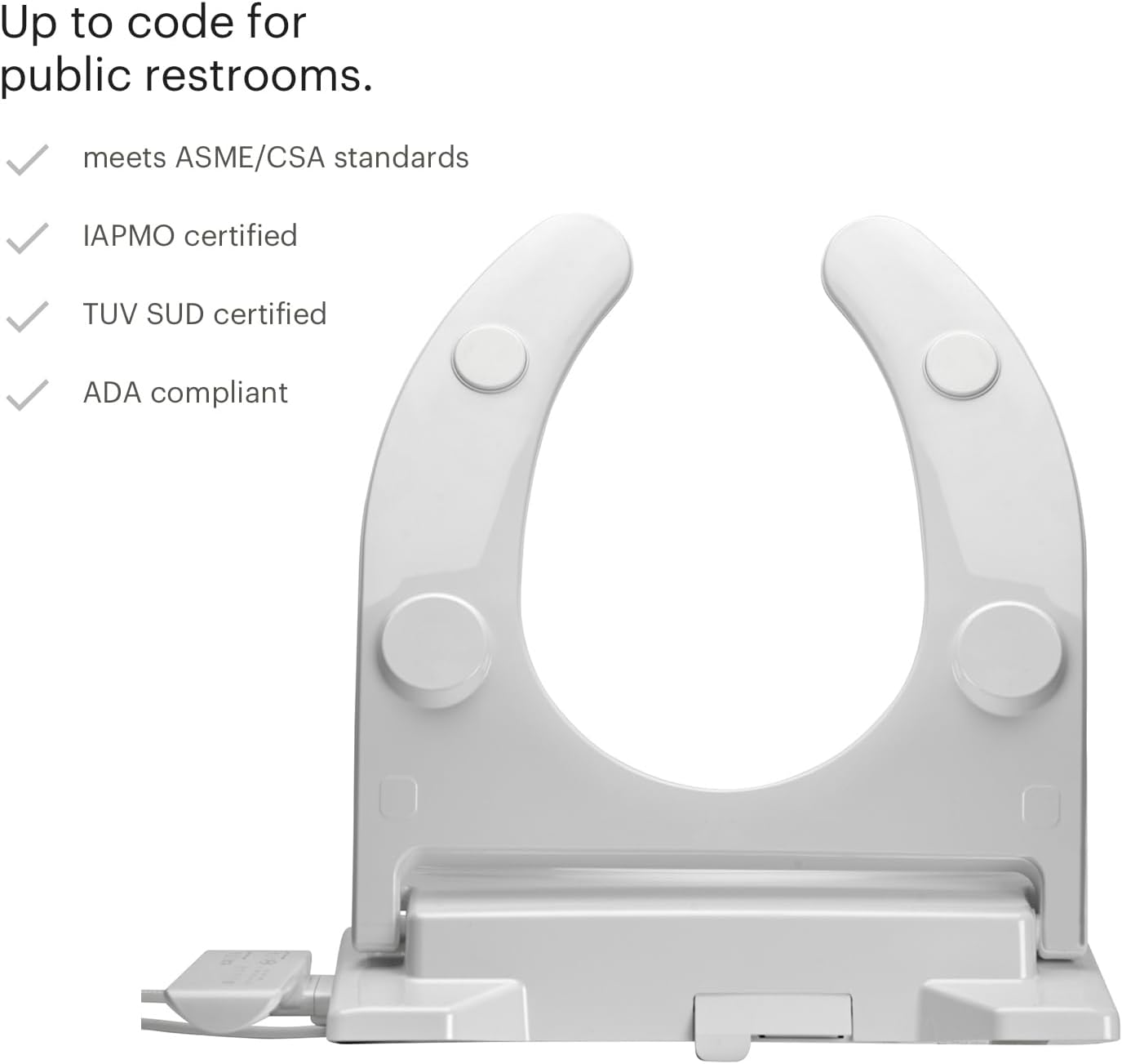 Brondell Commercial Bidet Toilet Seat, Swash Thinline T22, Open Front Cover, Side Arm Control, Heated Seat, Warm Water Wash, Warm Air Dryer, Self-Cleaning Stainless Steel Nozzle, Slim Design, White