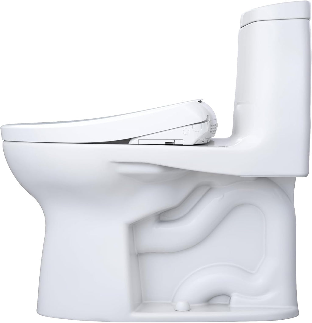 TOTO® WASHLET®+ UltraMax® II One-Piece Elongated 1.28 GPF Toilet with Auto Flush WASHLET®+ S7A Contemporary Bidet Seat, Cotton White - MW6044736CEFGA#01