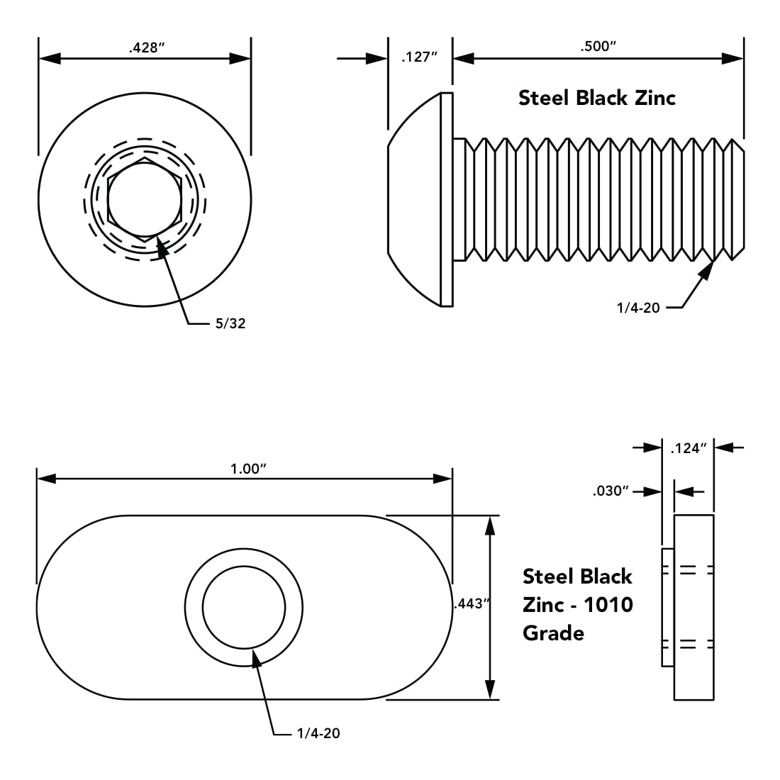 8020, 3393, 10 Series Bolt Combo, 1/4-20 x 0.5 Inch Button Head Socket Cap Screw with Slide in Economy T-Nut Steel Hardware 80/20 Nuts and Bolts Set (1000 Pack)