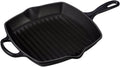 Le Creuset Enameled Cast Iron Signature Square Skillet Grill, 10.25', Licorice