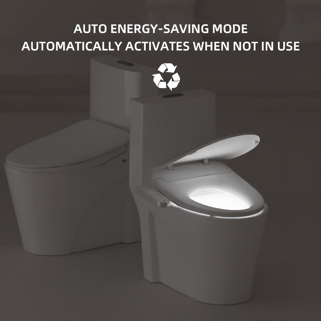 Aquatiz Elongated Smart Toilet Seat, Electronic Heated Toilet Seat, Self-Cleaning Nozzle, Temperature Controlled Wash, Air Dryer, Deodorizer, LED Light, Multi-mode Wash, (Panel Control)