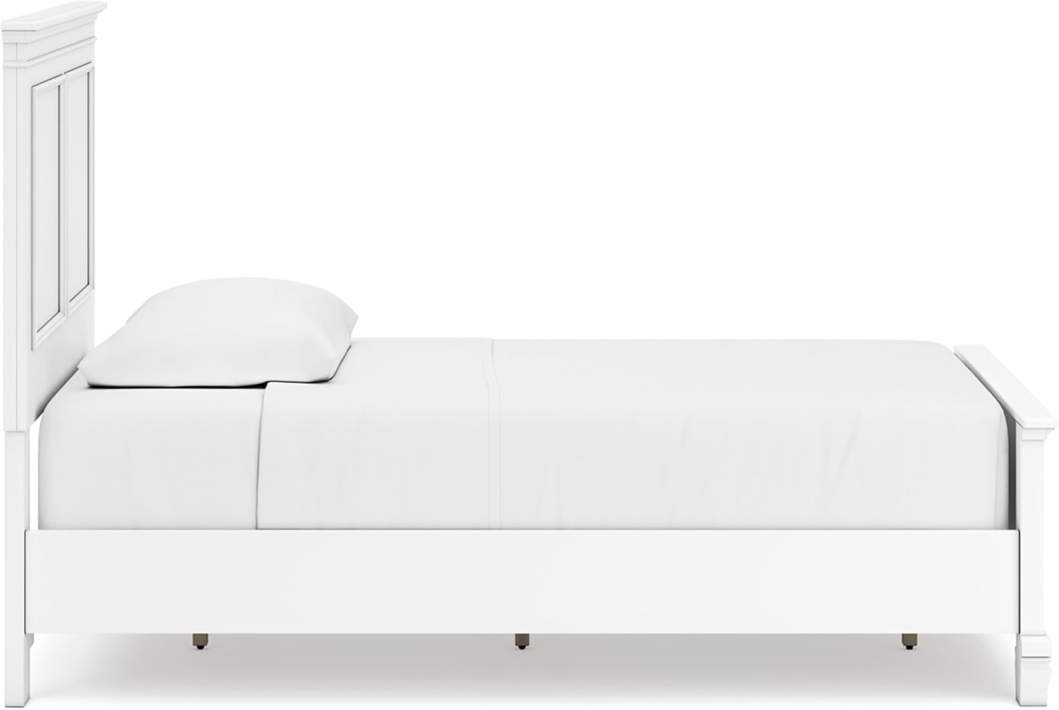 Signature Design by Ashley Fortman Transitional Twin Panel Bed with Tapered Feet, Foundation or Box Spring Needed, White