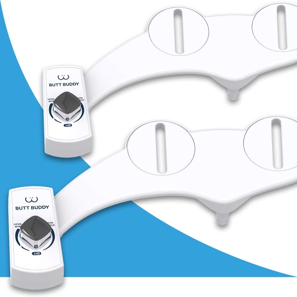BUTT BUDDY (2 Pack) - Bidet Toilet Seat Attachment & Fresh Water Sprayer (Easy to Install | Non-Electric | Self-Cleaning Nozzle | Gentle Wash | Save Paper & Money | Healthy Life, Sanitary Bathroom)