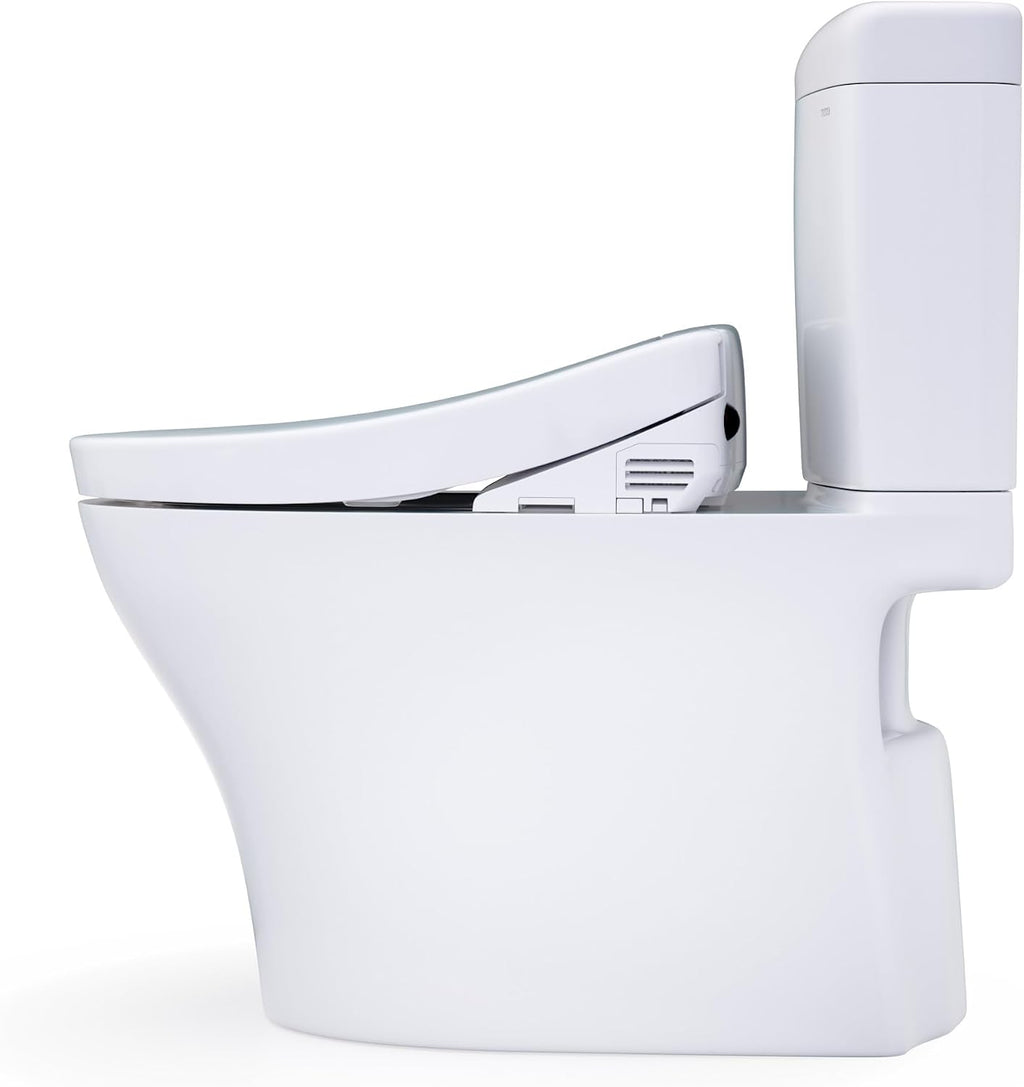 TOTO® WASHLET®+ Aquia IV® Cube Two-Piece Elongated Dual Flush 1.28 and 0.9 GPF Toilet with S5 Bidet Seat, Cotton White - MW4363446CEMFGN#01