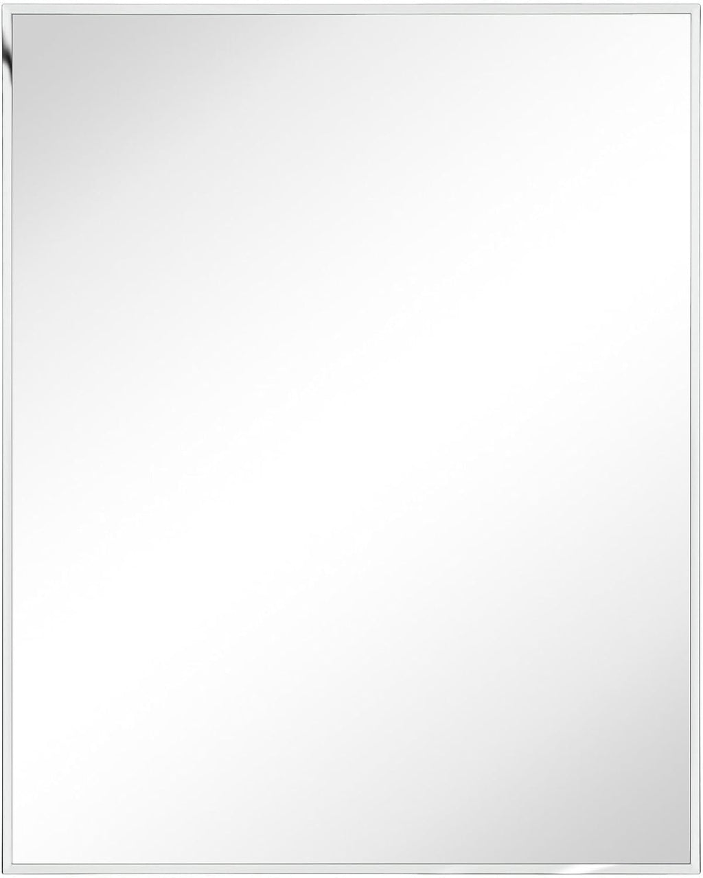 TEHOME 24'' x 30'' Chrome Recessed and Surface Mount Bathroom Medicine Cabinet with Mirror Square Cornered Metal Framed Rounded Rectangle Medicine Cabinet Mirror