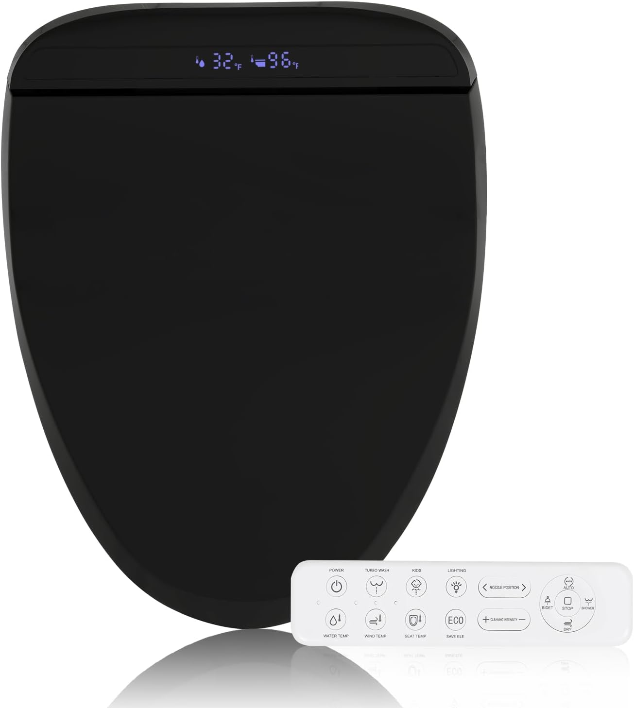 YOURLITE Bidet Toilet Seat, Elongated Toilet Seat Warm Water, Heated Seat Bidet with Remote Control,Self-cleaning Nozzle Temperature Adjustable LED Light, Need Electricity, Black
