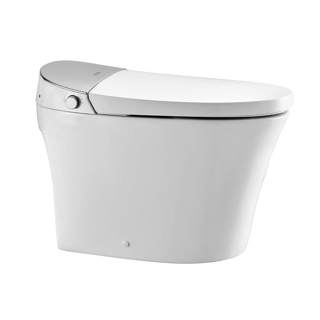 VEVOR Smart Toilet, One Piece Toilet with Bidet Built in, Foot Sensor Operation, Warm Water Sprayer & Air Drying,Easy Operated Toilet with Remote Control, Heated Seat with LED Display