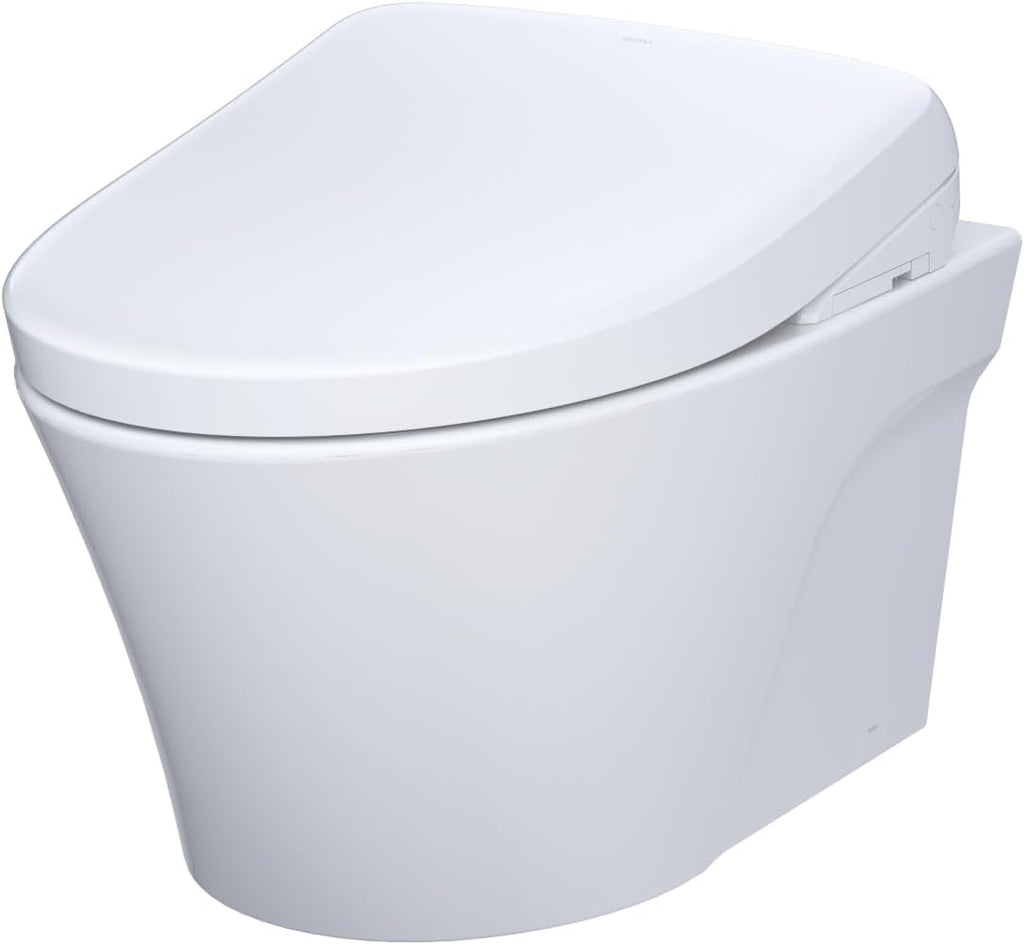 TOTO® WASHLET®+ AP Wall-Hung Elongated Toilet with S7 Contemporary Bidet Seat and DuoFit® In-Wall 0.9 and 1.28 GPF Dual-Flush Tank System, Matte Silver - CWT4264726CMFG#MS