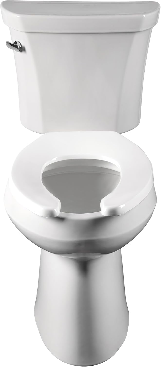 Bemis 6 Pack Commercial Open Front Plastic Toilet Seat, Heavy Duty Industrial Seat Without Lid, Secure Installation for Long Lasting Use, Made in USA, Elongated, White, 1955CT